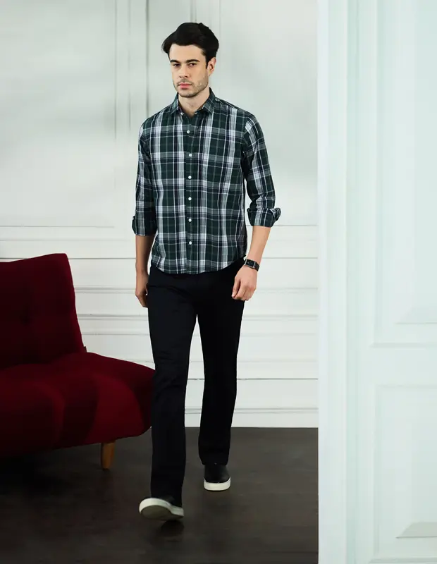 Edem Emerald Cotton Check Shirt